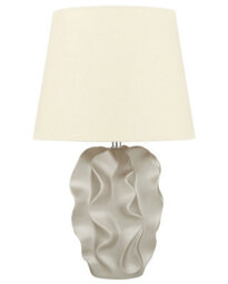 Beliani Bedside Table Lamp - Textured Light Gold Ceramic Base With Cream Fabric Shade, W28 X D28 X H46Cm - thumbnail 2