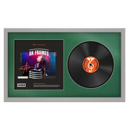 "30X17"" Light Grey Modern Vinyl Record Frame With Emerald Mount For 12 Inch Lp Album Cover & Disc - Ak Frames" - thumbnail 1