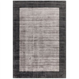 Silver Viscose Easy To Clean Bordered Luxurious , Modern Rug For Living Room, Bedroom - 160Cm X 230Cm - thumbnail 5