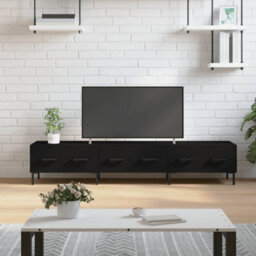 Berkfield Sturdy Tv Cabinet Black 150X36X30 Cm Engineered Wood - thumbnail 2