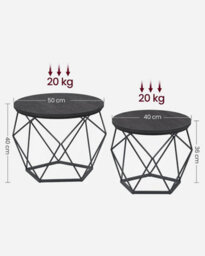 Songmics Round Coffee Tables, Set Of 2 Side Tables, Modern Style, Removable Tabletop, Steel Frame, For Living Room, Black Let040B22 - thumbnail 8