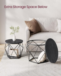 Songmics Round Coffee Tables, Set Of 2 Side Tables, Modern Style, Removable Tabletop, Steel Frame, For Living Room, Black Let040B22 - thumbnail 6