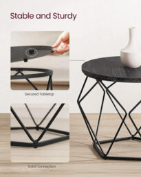 Songmics Round Coffee Tables, Set Of 2 Side Tables, Modern Style, Removable Tabletop, Steel Frame, For Living Room, Black Let040B22 - thumbnail 7