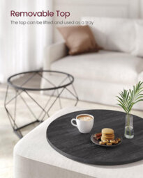 Songmics Round Coffee Tables, Set Of 2 Side Tables, Modern Style, Removable Tabletop, Steel Frame, For Living Room, Black Let040B22 - thumbnail 5