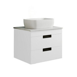 Belofay 600mm Wall Mounted Vanity Unit With Basin, 2 Soft Close Drawers, Modern Floating Design With White Stone Worktop (White) - thumbnail 1