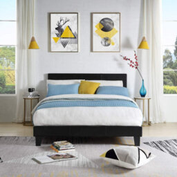 Modernique Black 3Ft, Faux Leather Bed In Black, Sprung Woode Slatted Base - thumbnail 2
