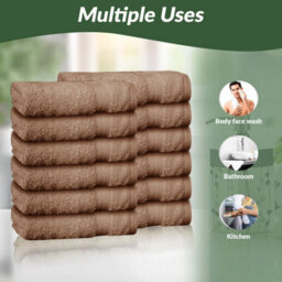 Casabella Premium Quality 12 Truffle Face Towels 30X30Cm Highly Absorbent Face Cloth Set, 100% Combed Cotton 650 Gsm - thumbnail 5