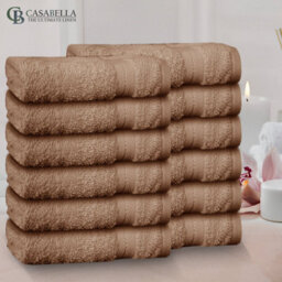 Casabella Premium Quality 12 Truffle Face Towels 30X30Cm Highly Absorbent Face Cloth Set, 100% Combed Cotton 650 Gsm - thumbnail 4