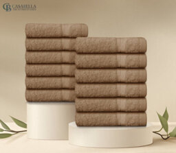 Casabella Premium Quality 12 Truffle Face Towels 30X30Cm Highly Absorbent Face Cloth Set, 100% Combed Cotton 650 Gsm - thumbnail 6
