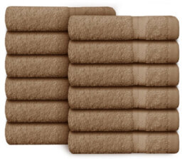 Casabella Premium Quality 12 Truffle Face Towels 30X30Cm Highly Absorbent Face Cloth Set, 100% Combed Cotton 650 Gsm