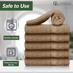 Casabella Premium Quality 12 Truffle Face Towels 30X30Cm Highly Absorbent Face Cloth Set, 100% Combed Cotton 650 Gsm - thumbnail 3