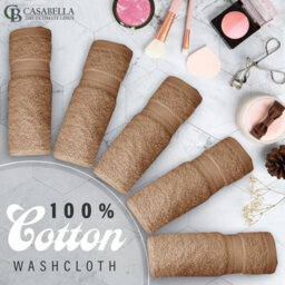 Casabella Premium Quality 12 Truffle Face Towels 30X30Cm Highly Absorbent Face Cloth Set, 100% Combed Cotton 650 Gsm - thumbnail 2