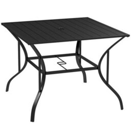Wyld Haus Hareni 94 X 94 Cm Black Stainless Steel Outdoor Garden Table With Slatted Top And Parasol Hole - thumbnail 2