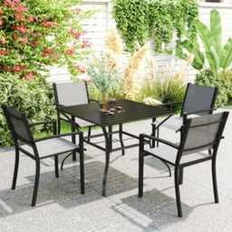 Wyld Haus Hareni 94 X 94 Cm Black Stainless Steel Outdoor Garden Table With Slatted Top And Parasol Hole - thumbnail 3