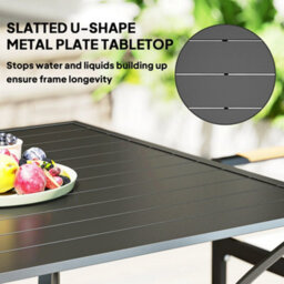 Wyld Haus Hareni 94 X 94 Cm Black Stainless Steel Outdoor Garden Table With Slatted Top And Parasol Hole - thumbnail 6