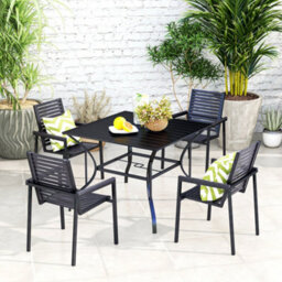 Wyld Haus Hareni 94 X 94 Cm Black Stainless Steel Outdoor Garden Table With Slatted Top And Parasol Hole - thumbnail 9