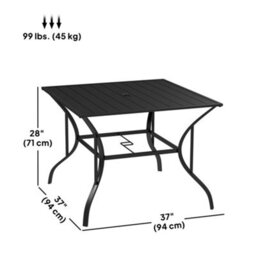 Wyld Haus Hareni 94 X 94 Cm Black Stainless Steel Outdoor Garden Table With Slatted Top And Parasol Hole - thumbnail 4