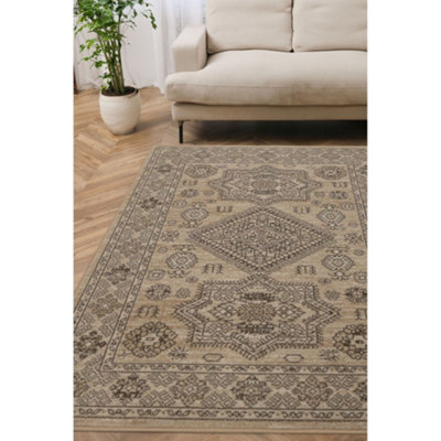 Melrose Colorama Medallion Pattern Natural Traditional Medium Indoor Area Rug 120/170Cm - image 1
