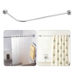 Curved L Shape Shower Curtain Rod Bathtub Rail Pole - thumbnail 1