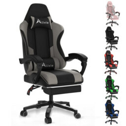 Alivio Ergonomic Gaming Chair With Massage Lumbar Cushion (Grey) - thumbnail 1
