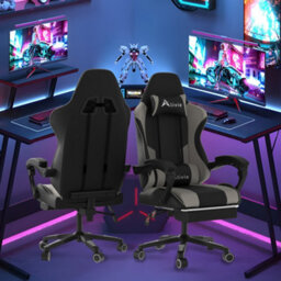 Alivio Ergonomic Gaming Chair With Massage Lumbar Cushion (Grey) - thumbnail 2