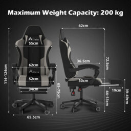 Alivio Ergonomic Gaming Chair With Massage Lumbar Cushion (Grey) - thumbnail 5