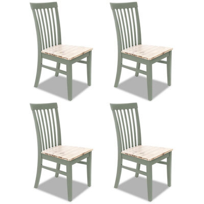 Statement Furniture Florence Highback Wooden Seat Chairs Set Of 4 - Sage Green - image 1