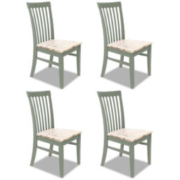 Statement Furniture Florence Highback Wooden Seat Chairs Set Of 4 - Sage Green - thumbnail 1