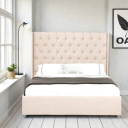 OAT Home Wrenbury Natural Fabric Winged Ottoman Storage Bed Frame -Double - thumbnail 3