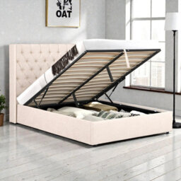 OAT Home Wrenbury Natural Fabric Winged Ottoman Storage Bed Frame -Double - thumbnail 2