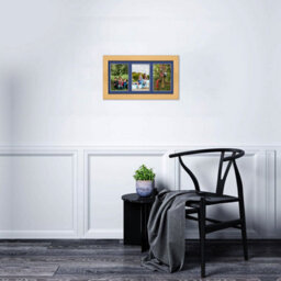 AK Frames 40X20Cm Light Oak Classic Multi Photo Frame With Blue Mount - Holds 3 Apertures (3X) 6X4 Photos - thumbnail 3
