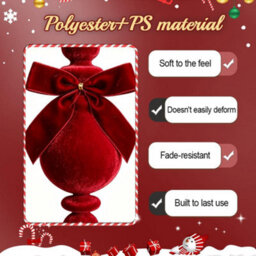Amorly Flocked Finial Ornaments,4Pcs Christmas Tree Hanging Finials With Bow Red, Soft Texture, Suitable For Xmas Tree Festive Home Decor - thumbnail 6