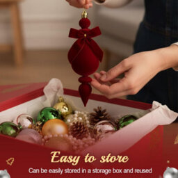 Amorly Flocked Finial Ornaments,4Pcs Christmas Tree Hanging Finials With Bow Red, Soft Texture, Suitable For Xmas Tree Festive Home Decor - thumbnail 8