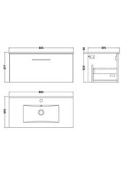 Balterley Level Contemporary Bathroom 1 Soft Close Drawer & Minimalist Wall Hung Vanity Unit Basin, Midnight Blue, 800mm - thumbnail 2