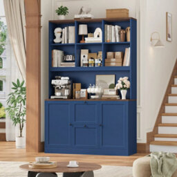 Blue Tall Bookcase With Power Outlets Filing Cabinet With Drawers For A4/letter Files - thumbnail 6