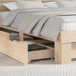 Berkfield Modern With Headboard With Drawer Brown 200 X 200 Cm Solid Pine Wood - thumbnail 5