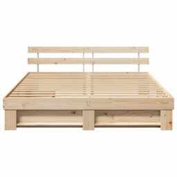 Berkfield Modern With Headboard With Drawer Brown 200 X 200 Cm Solid Pine Wood - thumbnail 8