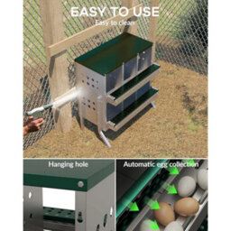 6Hole Metal Chicken Nesting Box Wall Mount Egg Holder Coop Laying Box - thumbnail 4