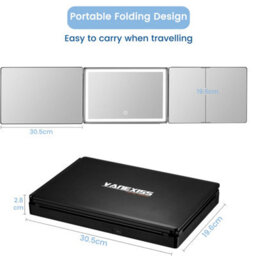 Vanexiss Rechargeable Trifold Mirror 32X19.5Cm With 3 Color Led Light And Retractable Hook For Haircut And Grooming - thumbnail 6