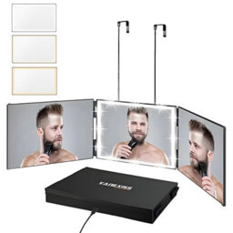 Vanexiss Rechargeable Trifold Mirror 32X19.5Cm With 3 Color Led Light And Retractable Hook For Haircut And Grooming - thumbnail 1