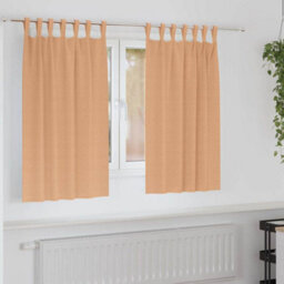 Berkfield Modern Curtains With Curtains 2 Pcs Light Brown Polyester - thumbnail 2