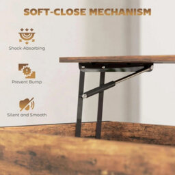 Lift Top Coffee Table With Storage Industrial Rustic Brown Metal Wood Finish - thumbnail 4