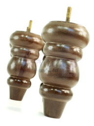 L&F 4X Solid Turned Wood Furniture Legs Chair Settee Feet 155mm 8mm Thread Antique Brown Stain - thumbnail 9