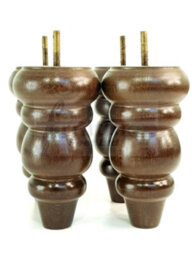 L&F 4X Solid Turned Wood Furniture Legs Chair Settee Feet 155mm 8mm Thread Antique Brown Stain - thumbnail 8