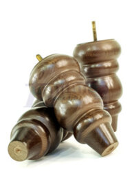 L&F 4X Solid Turned Wood Furniture Legs Chair Settee Feet 155mm 8mm Thread Antique Brown Stain - thumbnail 5