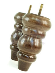 L&F 4X Solid Turned Wood Furniture Legs Chair Settee Feet 155mm 8mm Thread Antique Brown Stain - thumbnail 3