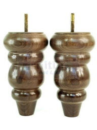L&F 4X Solid Turned Wood Furniture Legs Chair Settee Feet 155mm 8mm Thread Antique Brown Stain - thumbnail 2