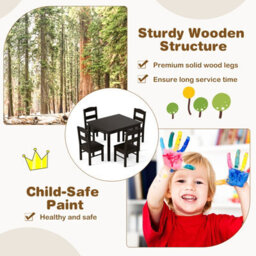 Gainoom Kids Table & 4 Chairs Set Coffee Wooden Activity Table Table Furniture - thumbnail 8