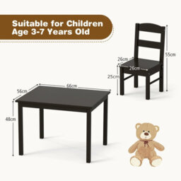 Gainoom Kids Table & 4 Chairs Set Coffee Wooden Activity Table Table Furniture - thumbnail 2