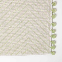 Homescapes Sage Green Cotton Bath Mat Tufted Zig Zag With Pom Pom Edges 50 X 80 Cm - thumbnail 4